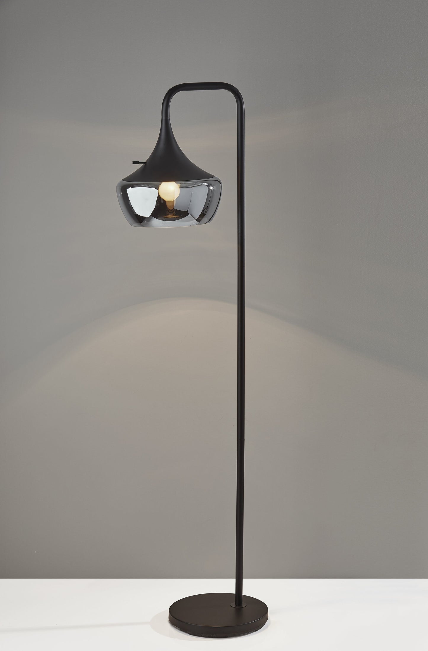 64" Black Task Floor Lamp With Black Bowl Shade