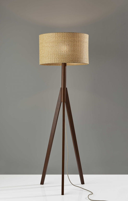 59" Tripod Floor Lamp With Brown Drum Shade