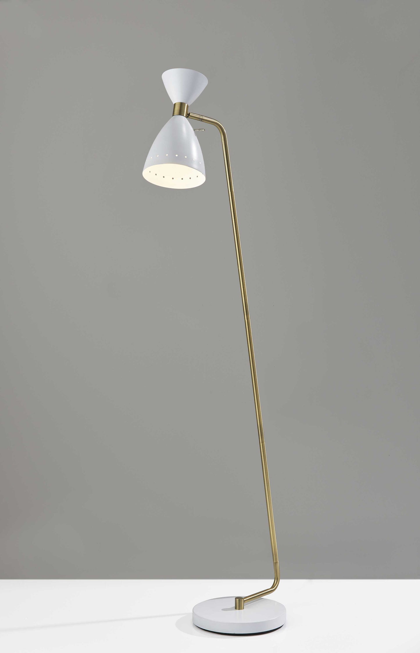 59" White Task Floor Lamp With White Cone Shade