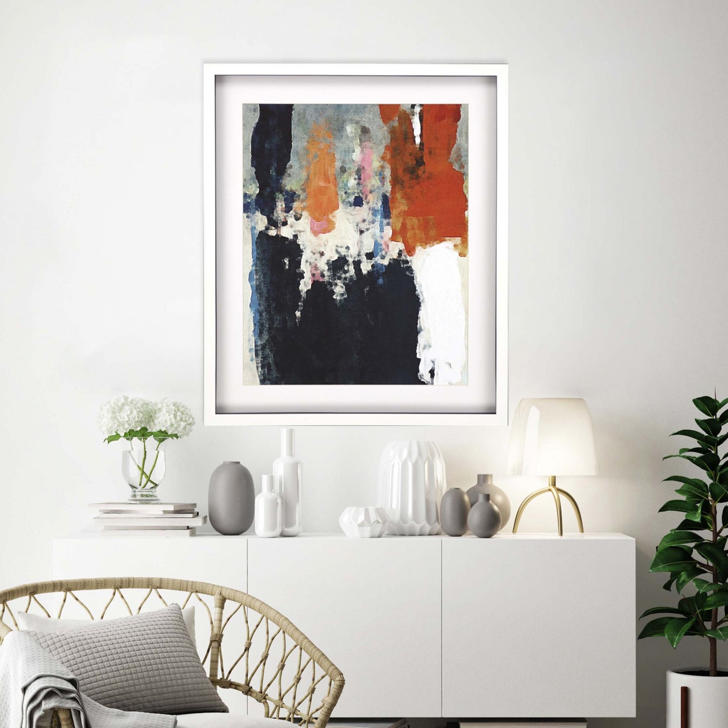 Orange Crush III Abstract White Shadowbox Print Wall Art