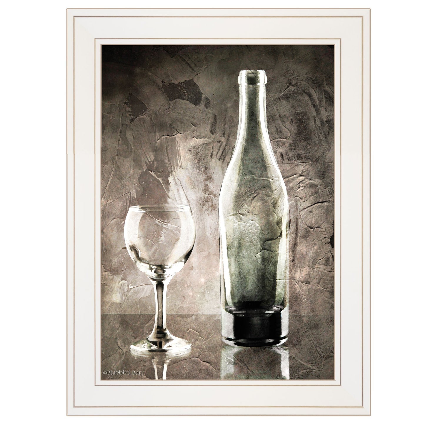 Moody Gray Wine Glass Still Life 1 White Framed Print Wall Art