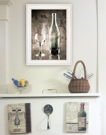 Moody Gray Wine Glass Still Life 1 White Framed Print Wall Art