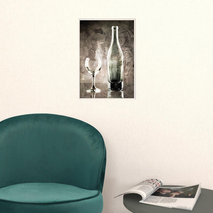 Moody Gray Wine Glass Still Life 1 White Framed Print Wall Art