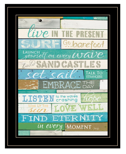 Live In The Present 3 Black Framed Print Wall Art