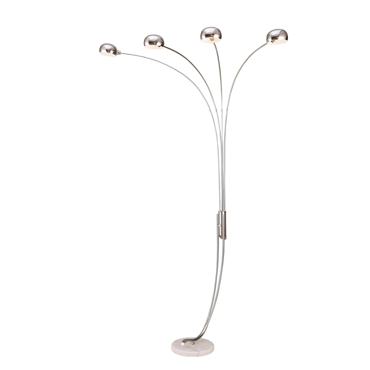 88" Steel Four Light Arched Floor Lamp With Silver Dome Shade