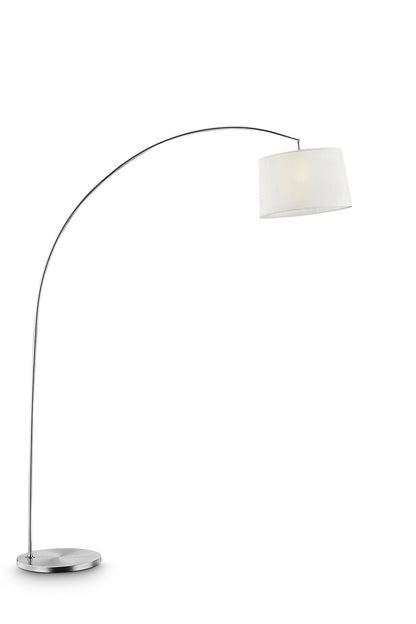 85" White Adjustable Arched Floor Lamp With White Drum Shade