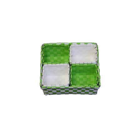 Green and White Woven Basket Five Piece Set