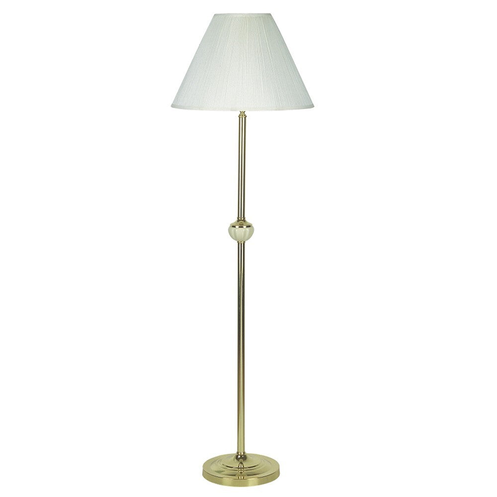 60" Brass Ceramic Traditional Shaped Floor Lamp With Ivory Empire Shade