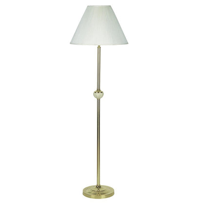 60" Brass Ceramic Traditional Shaped Floor Lamp With Ivory Empire Shade