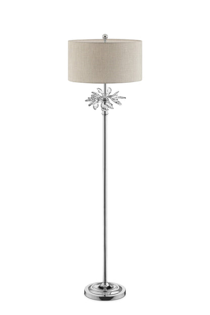 62" Chrome Traditional Shaped Floor Lamp With Silver Drum Shade