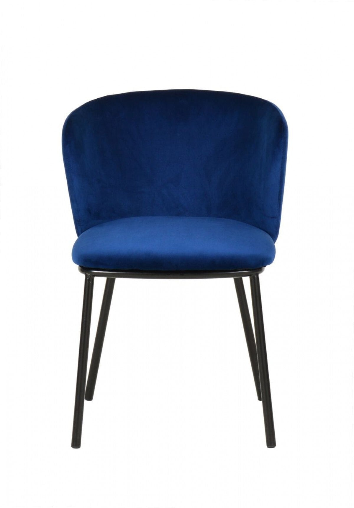 Set of Two Royal Blue Velvet and Black Modern Dining Chairss