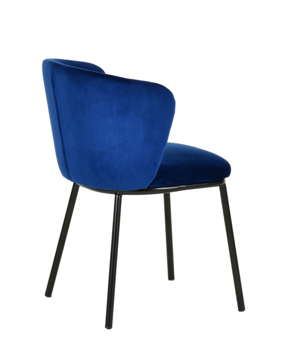 Set of Two Royal Blue Velvet and Black Modern Dining Chairss