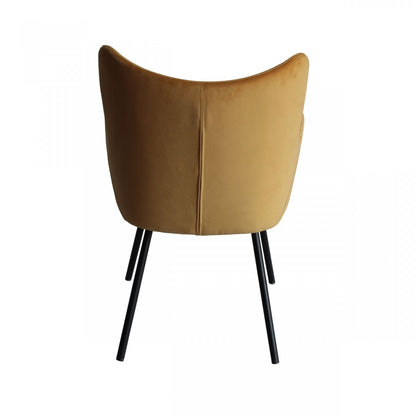 Yellow Curvy Velvet and Black Modern Dining Chair