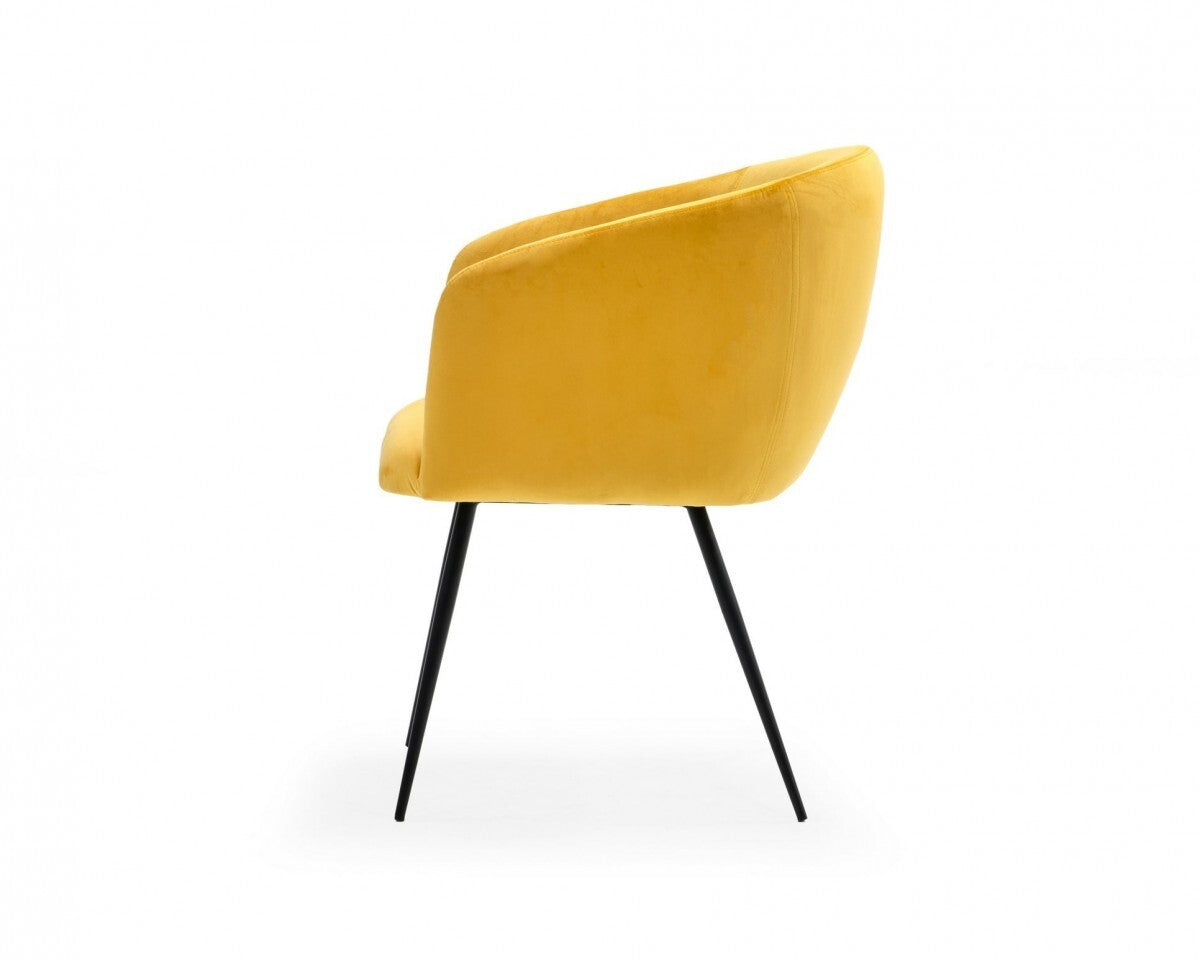 Yellow Velvet Modern Dining Chair