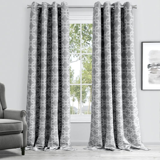 84" Silver Interlock Pattern Window Curtain Panel