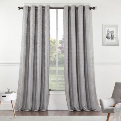 84" Silver Linework Textured Window Curtain Panel