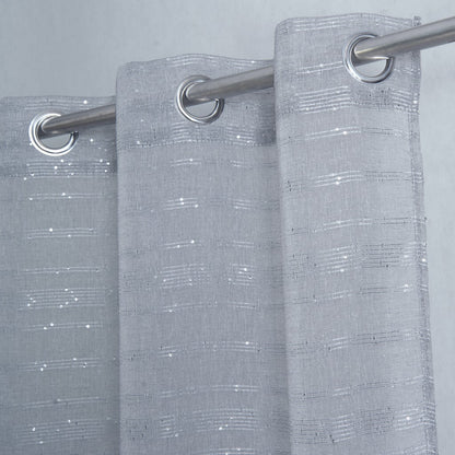 Set of Two 96"  Gray Shimmery Window Curtain Panels