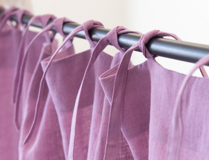 Linen Curtain & Drape With Ties in Deep Rose