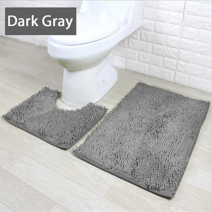 2 Pcs Bathroom Rugs Mat Set with Anti-Slip Bath Rug and Toilet Mat