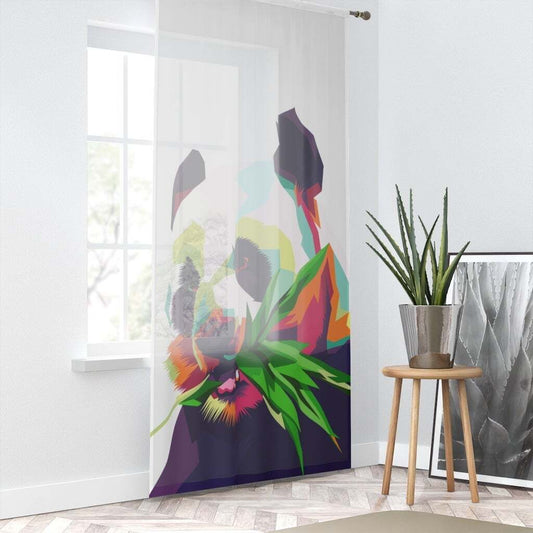 Sheer Window Curtain Panel / Colorful Pop Art Panda Curtain - WC23770