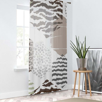 Sheer Window Curtain Panel / Brown Geometric Curtain - WC65463