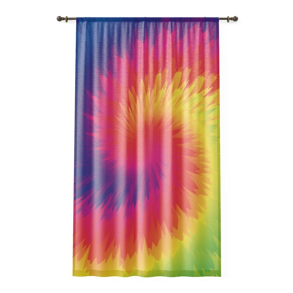 Sheer Window Curtain - Indoor, Tye Dye Geometric Print