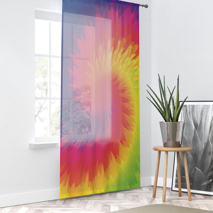 Sheer Window Curtain - Indoor, Tye Dye Geometric Print