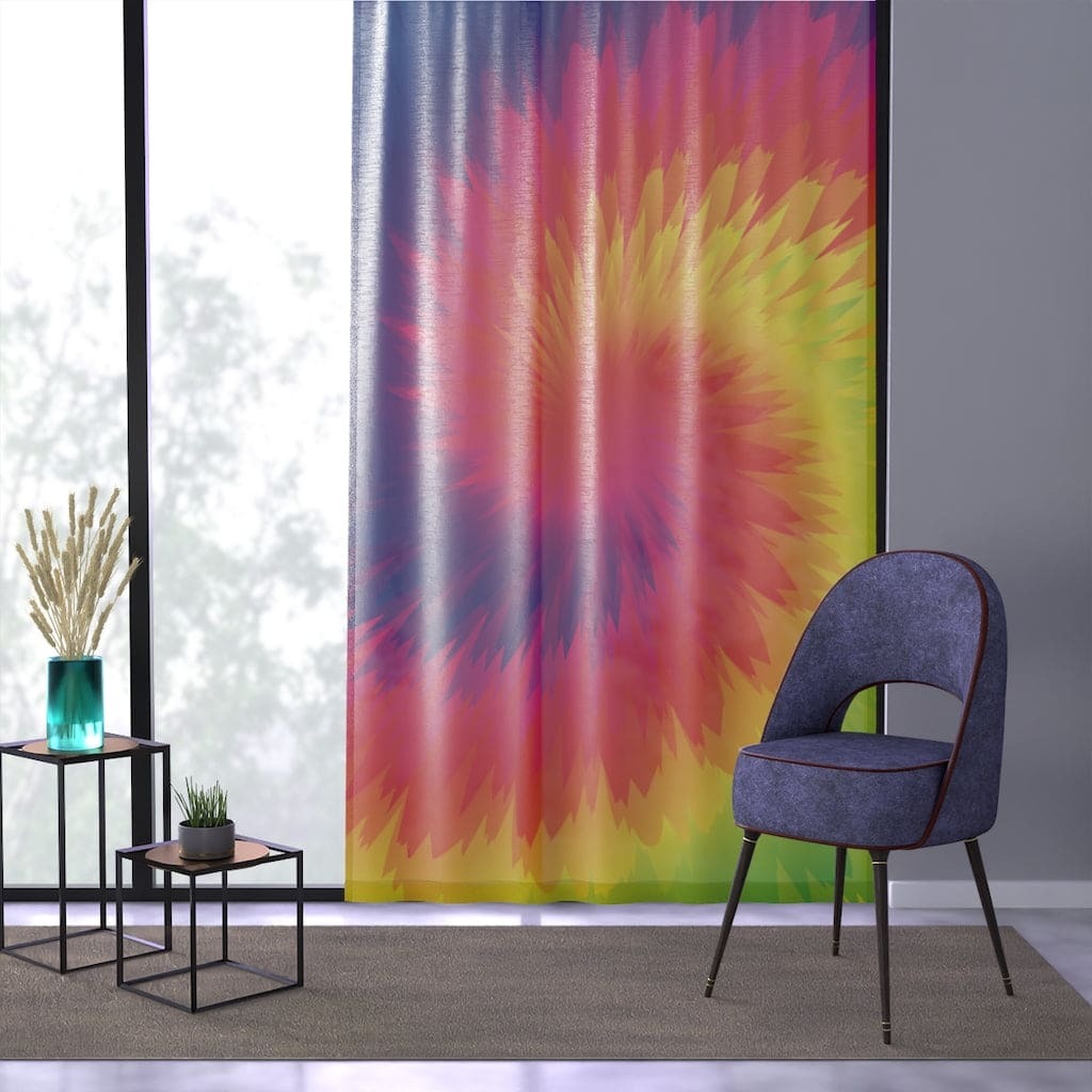 Sheer Window Curtain - Indoor, Tye Dye Geometric Print