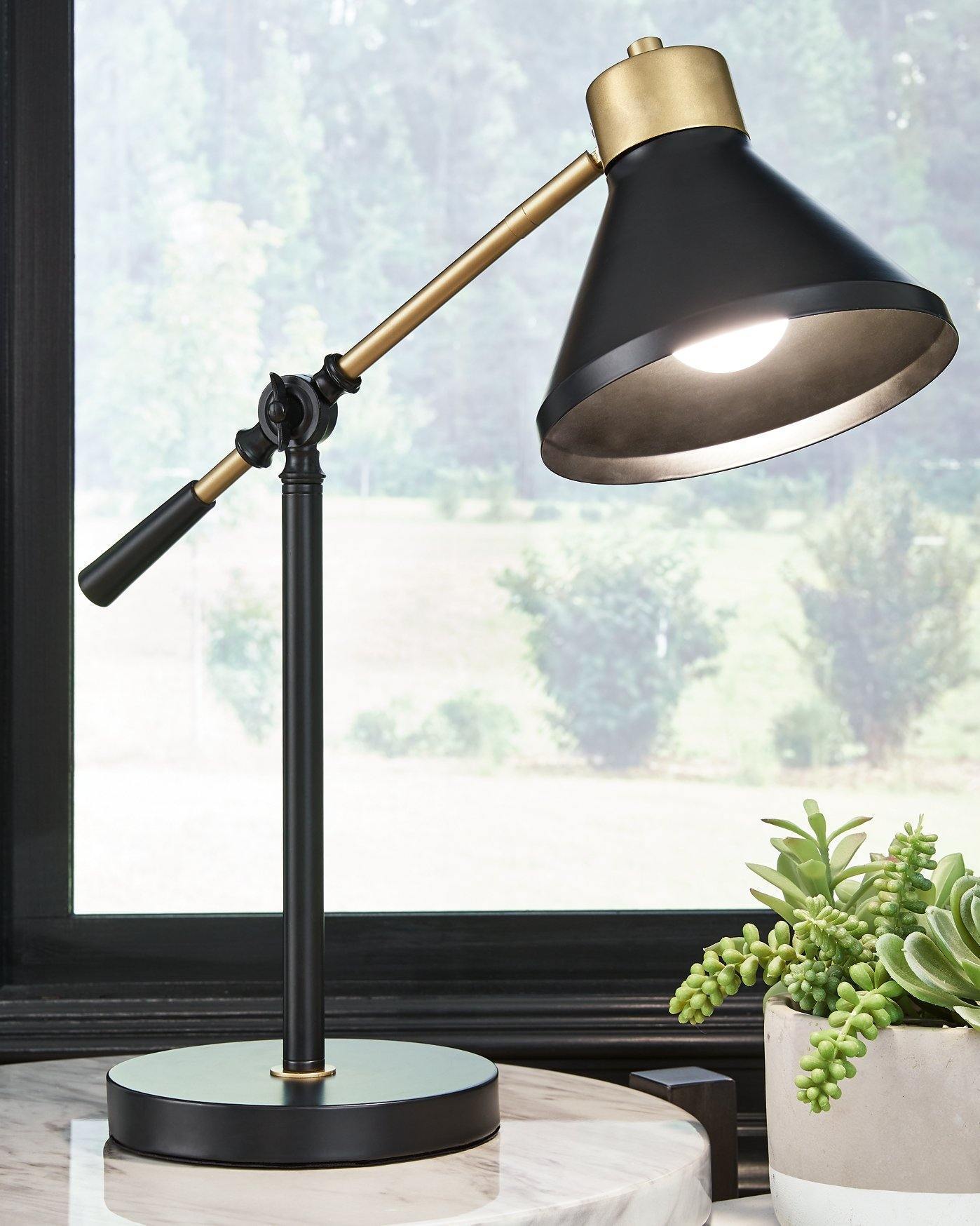 Black & Gold Finish Contemporary Desk Lamp