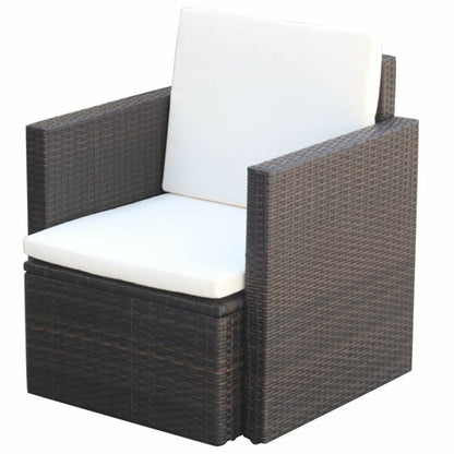 Garden Chair with Cushions and Pillows Poly Rattan Brown