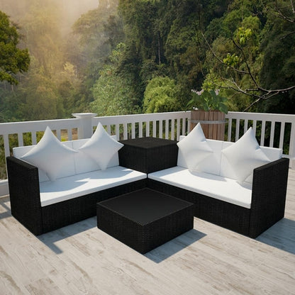 4 Piece Garden Lounge Set with Cushions Poly Rattan Brown