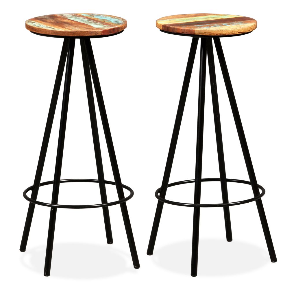 Bar Stools 2 pcs Rough Mango Wood