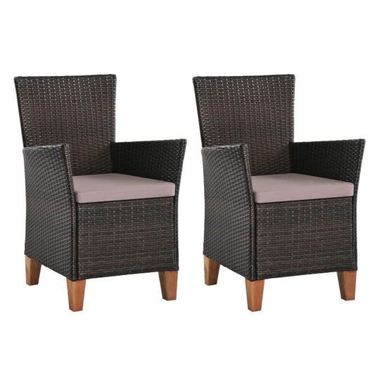 Outdoor Chairs with Cushions 2 pcs Poly Rattan Black