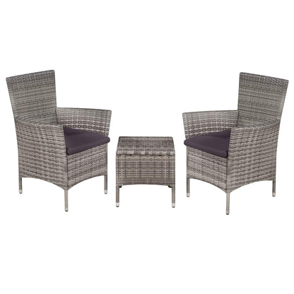 3 Piece Bistro Set Poly Rattan Brown