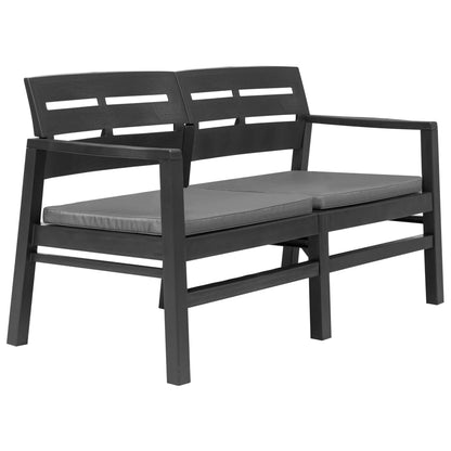 2-Seater Garden Bench with Cushions 52.4" Plastic White