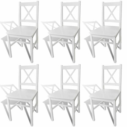 Dining Chairs 6 pcs White Pinewood