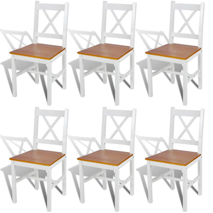 Dining Chairs 6 pcs White Pinewood