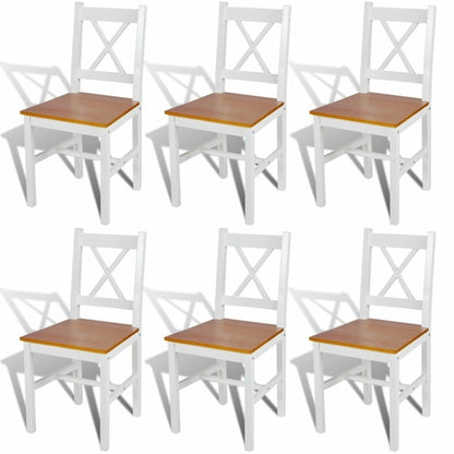 Dining Chairs 6 pcs White Pinewood