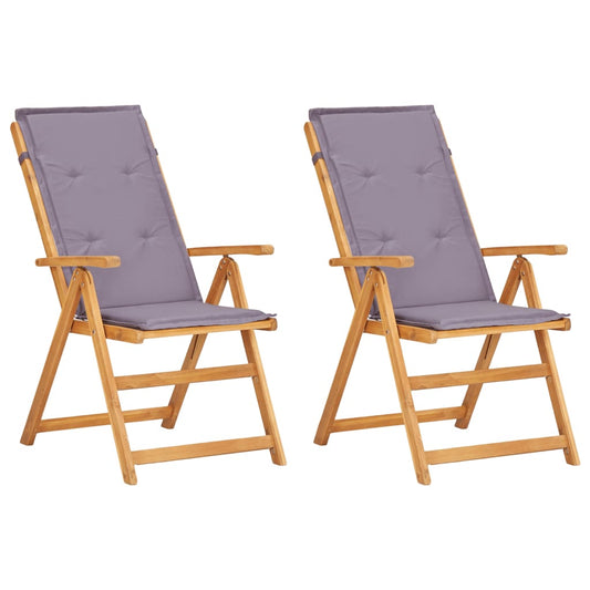 Reclining Garden Chairs 2 pcs Brown Solid Acacia Wood