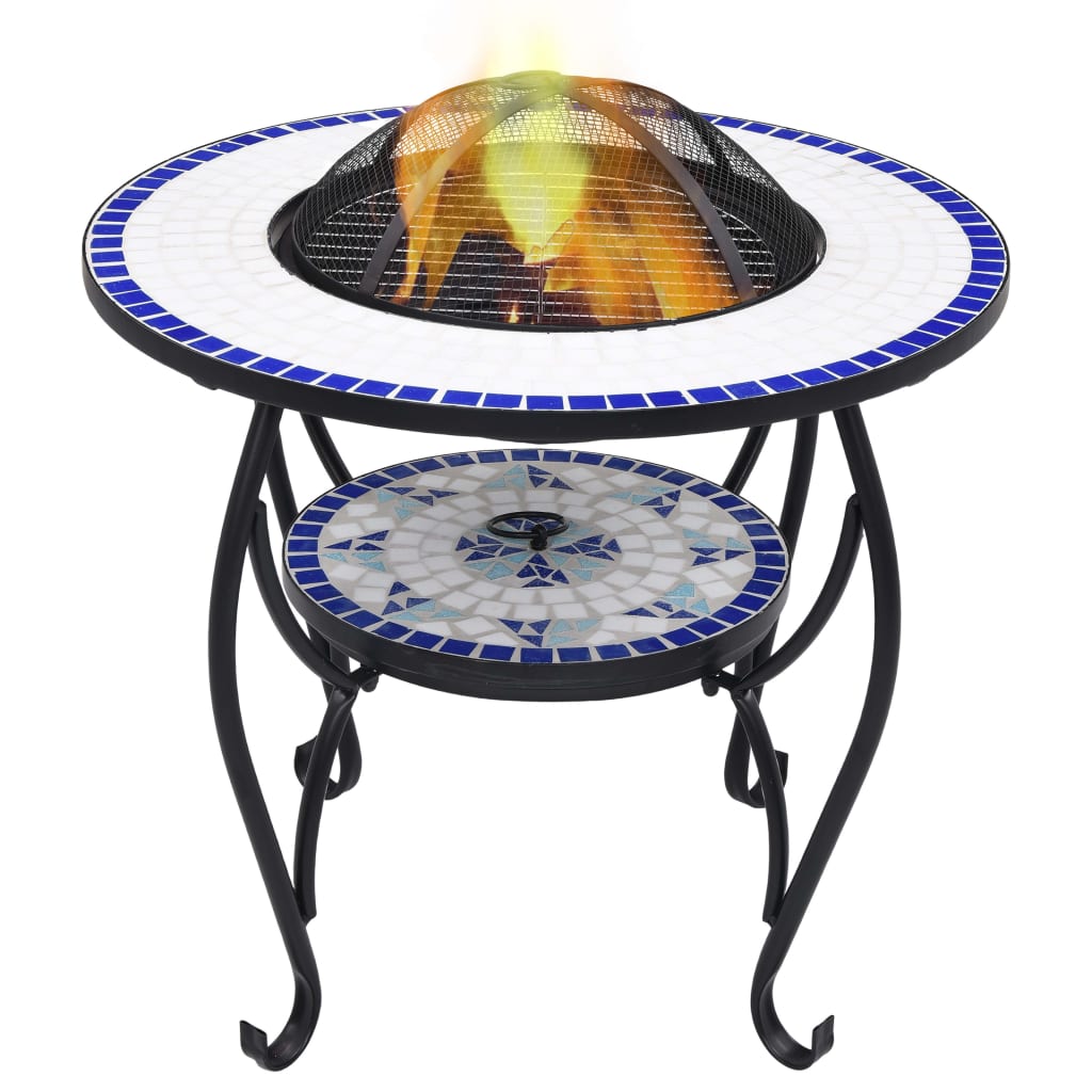 Mosaic Fire Pit Table Terracotta 26.8" Ceramic