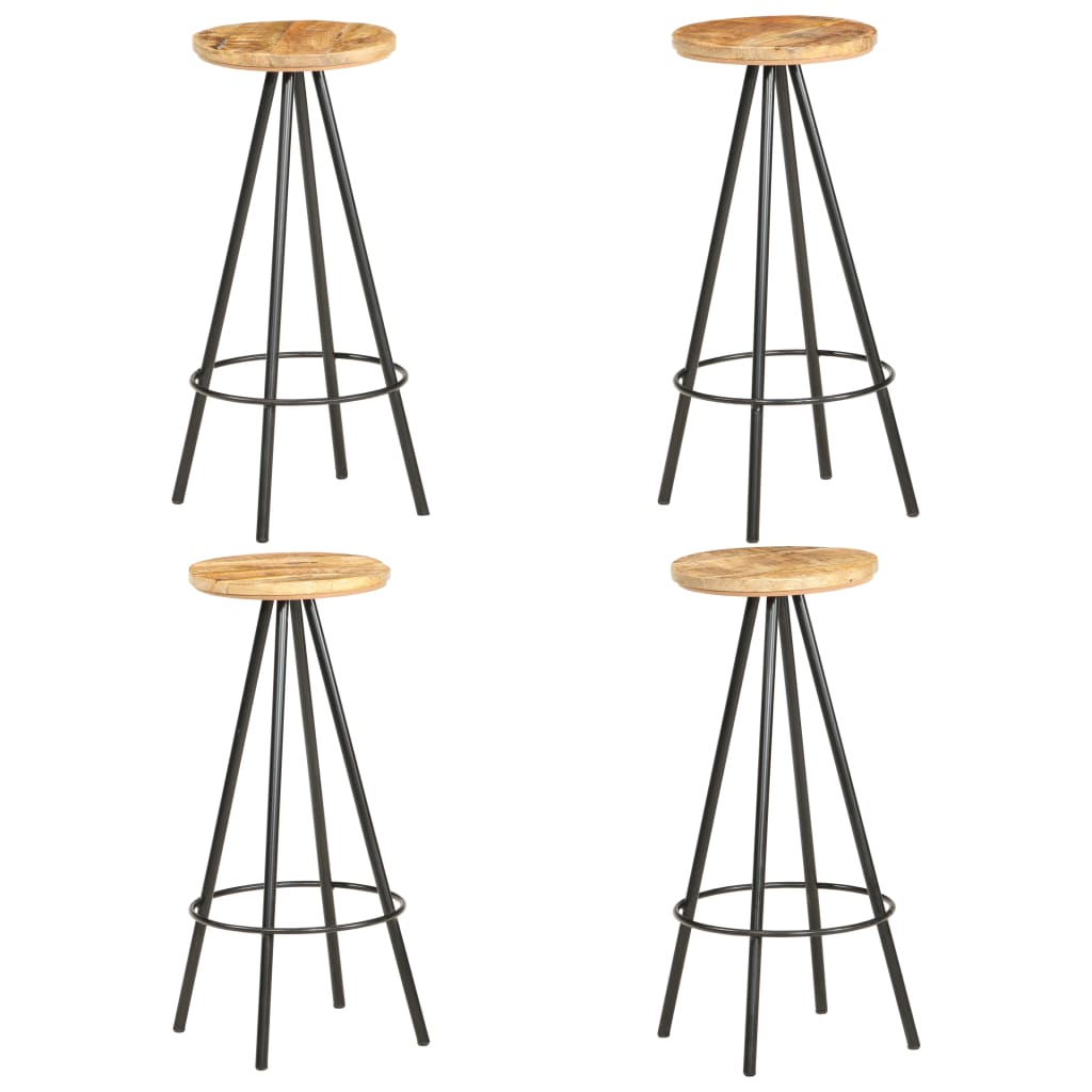 Bar Stools 2 pcs Rough Mango Wood