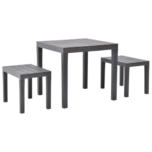 Garden Table with 2 Benches Plastic White