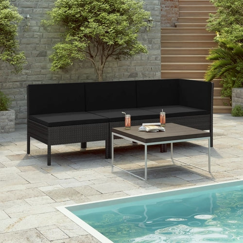 3 Piece Garden Lounge Set with Cushions Poly Rattan Brown