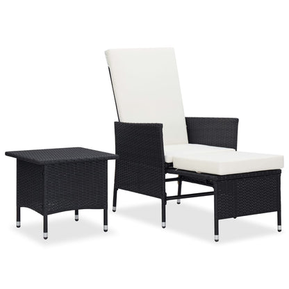 2 Piece Garden Lounge Set with Cushions Poly Rattan Black