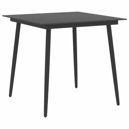 Garden Dining Table Black 31.5"x31.5"x29.1" Steel and Glass