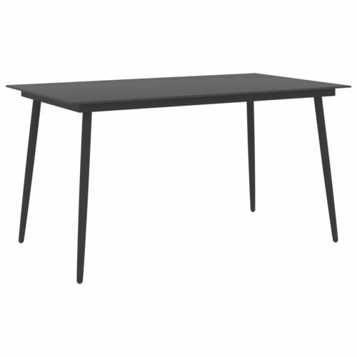 Garden Dining Table Black 31.5"x31.5"x29.1" Steel and Glass