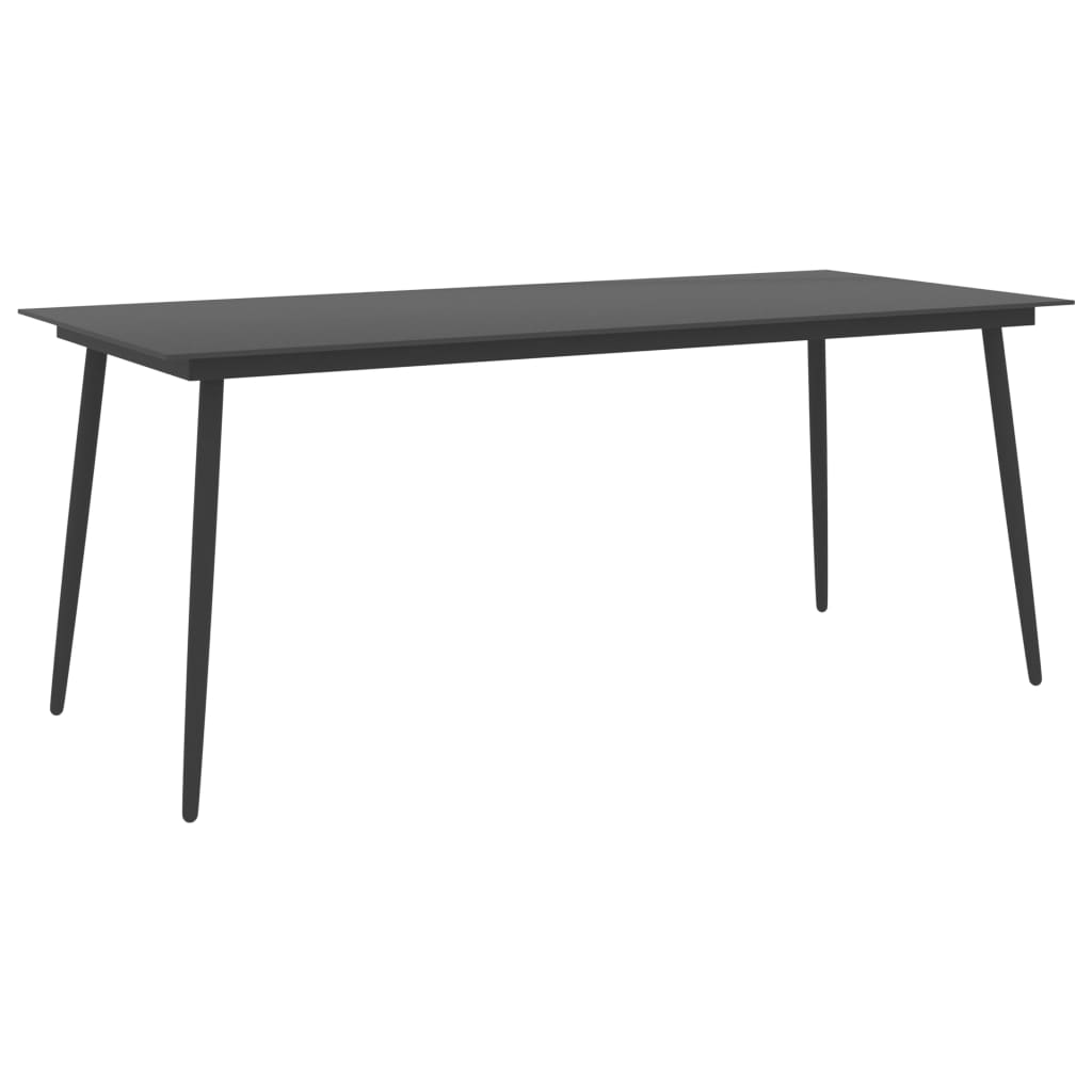 Garden Dining Table Black 31.5"x31.5"x29.1" Steel and Glass