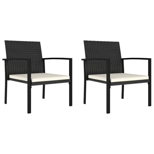 Garden Dining Chairs 2 pcs Poly Rattan Black