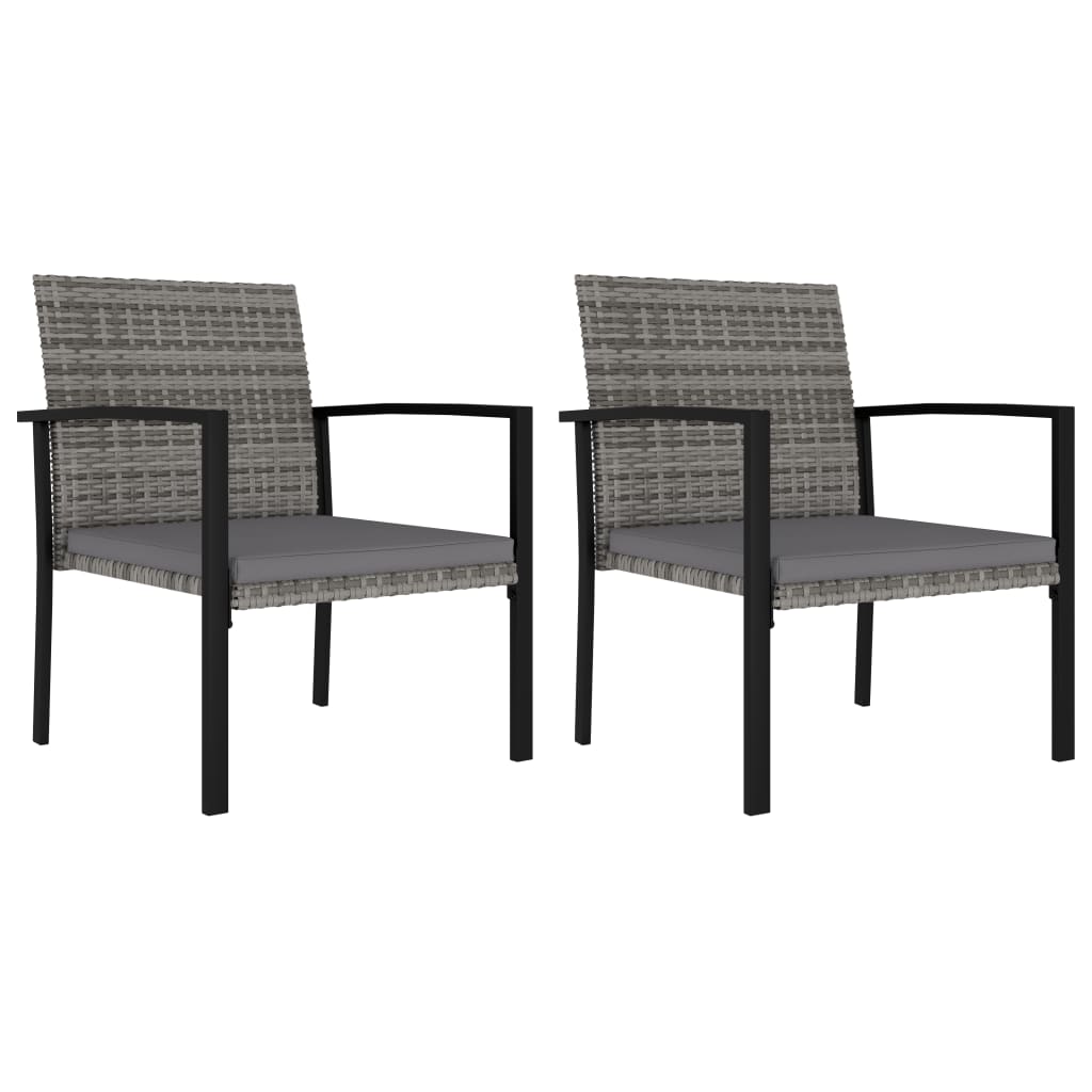 Garden Dining Chairs 2 pcs Poly Rattan Black