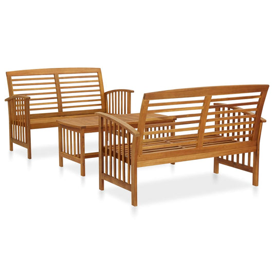 3 Piece Garden Lounge Set with Cushions Solid Acacia Wood